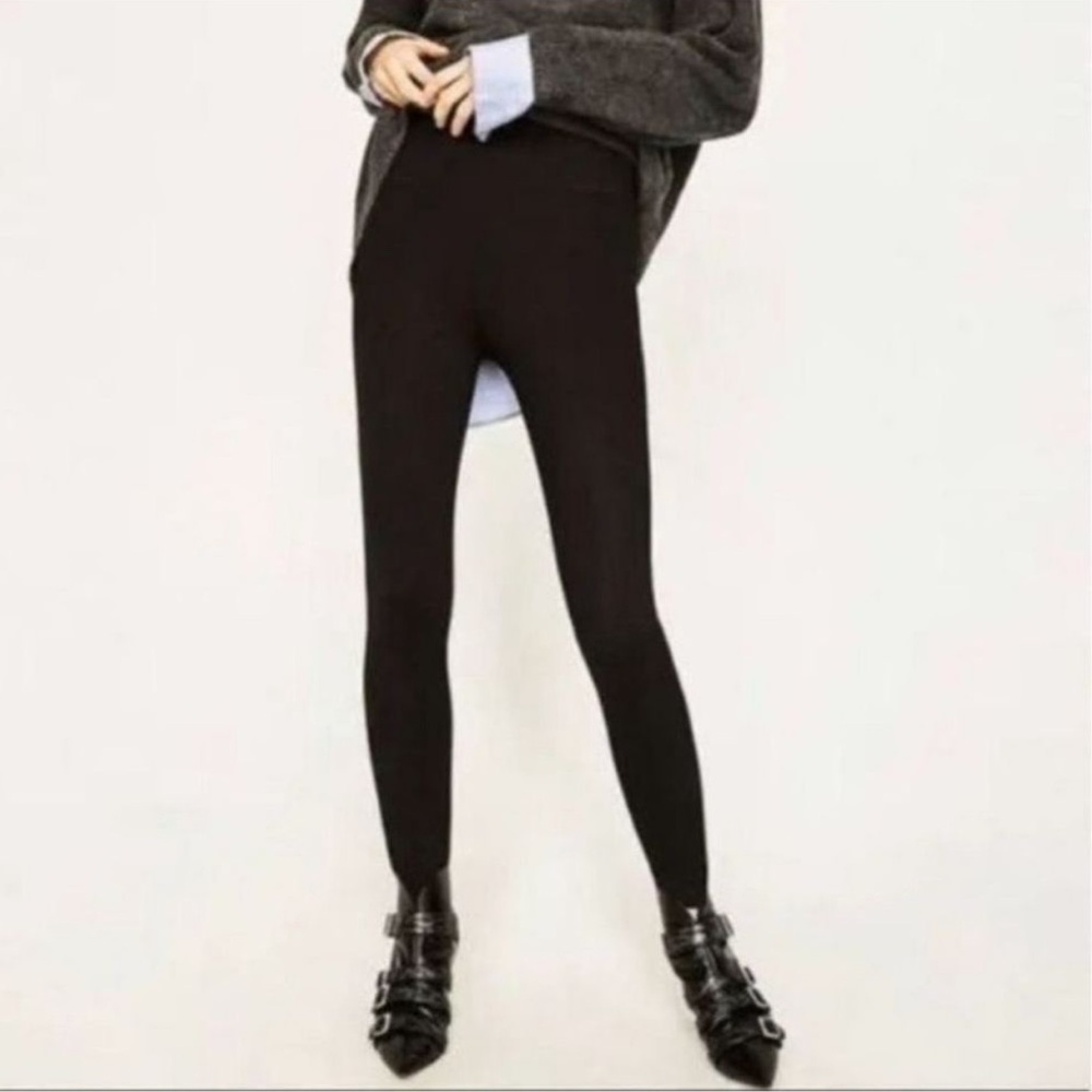 Zara Black Form-Fitting Stretch Leggings NWT NEW With Tag